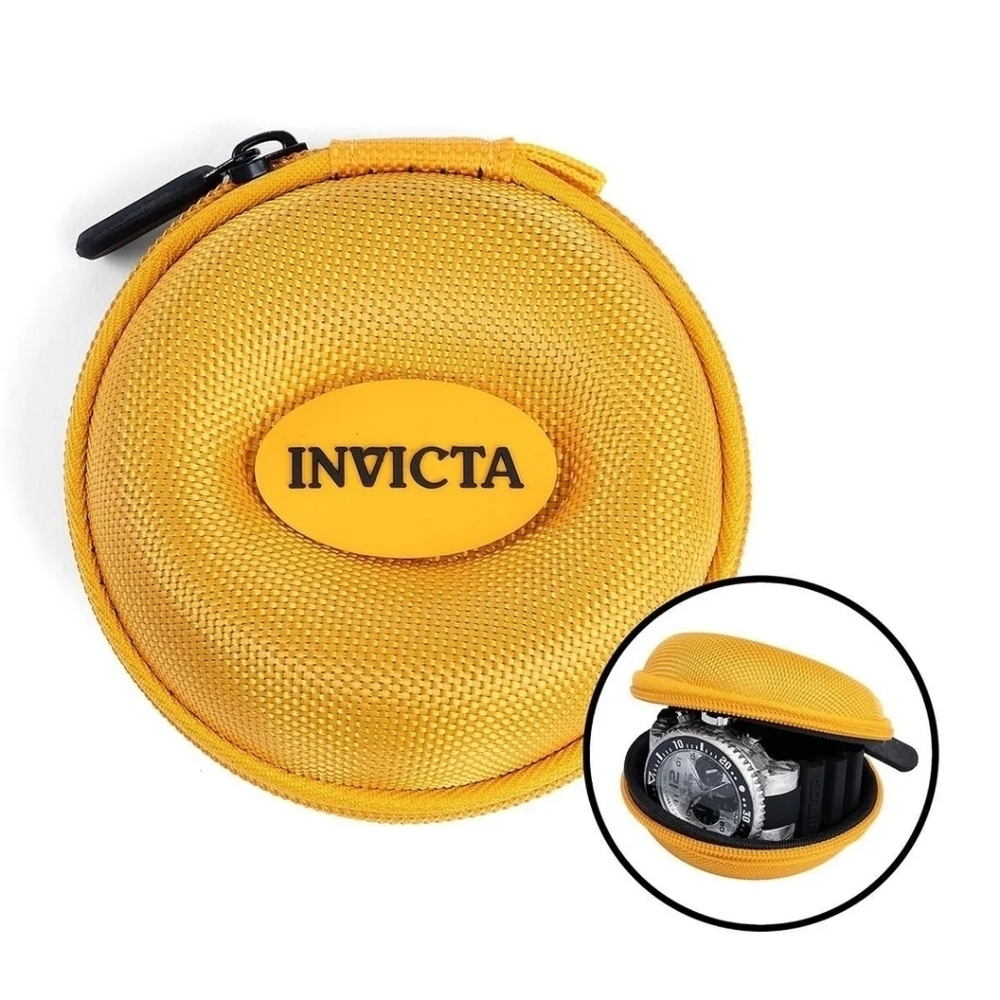 NEW Invicta Bright Yellow Round Travel Protective Zipper Collector Watch Case